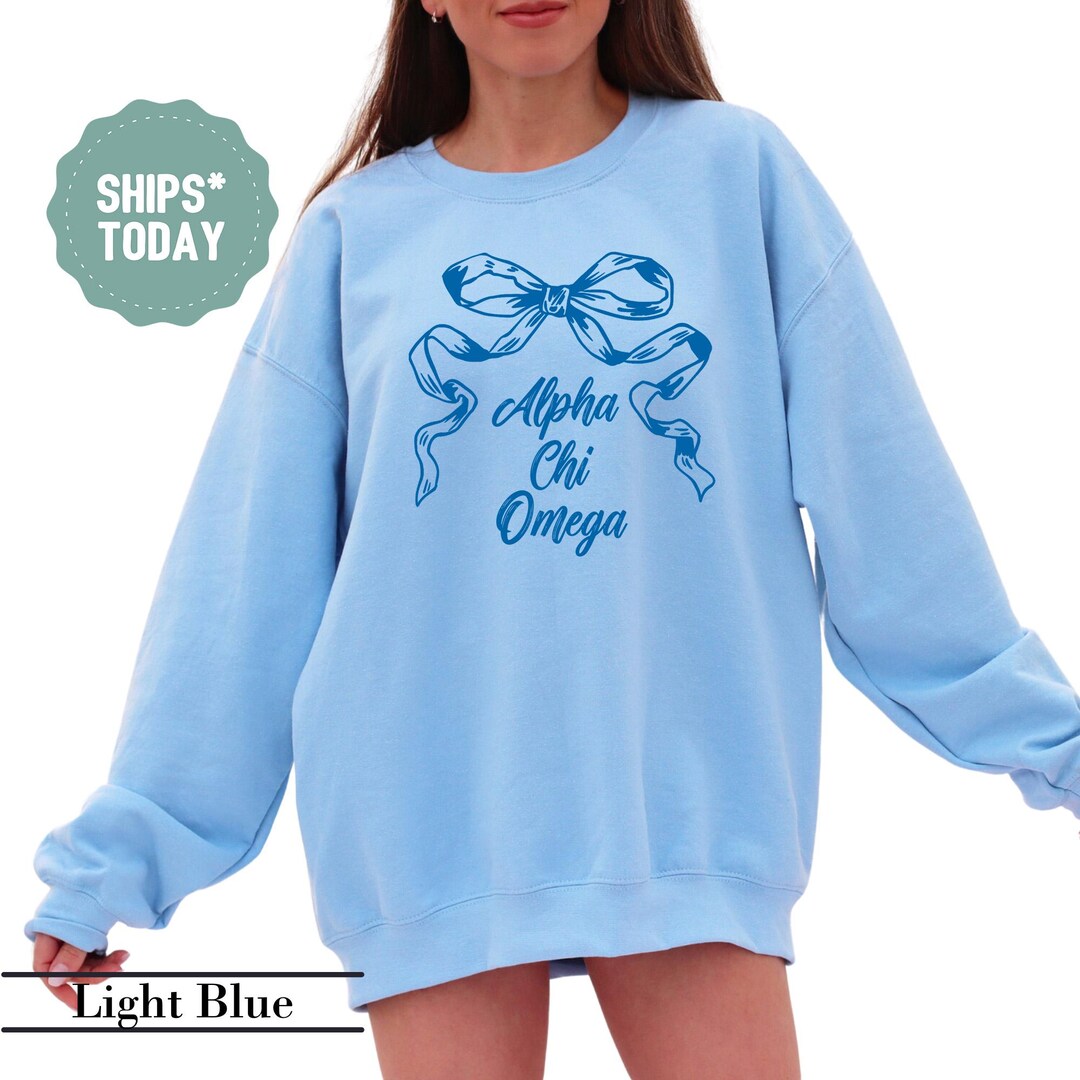 Alpha Chi Omega Blue Ribbon Sorority Sweatshirt, Alpha Chi Greek ...