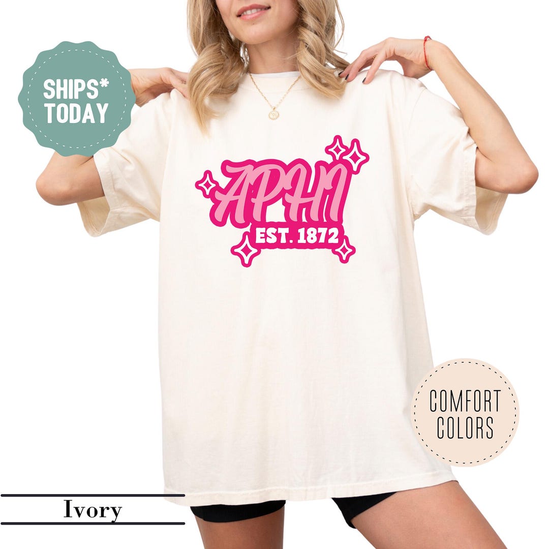 Alpha Phi Candy Cursive Sorority T-shirt - APHI Sorority Letters - Big ...