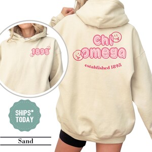 Chi Omega Rosy Charm Sorority Sweatshirt - Chi O Greek Sweatshirt - Sorority Apparel - Big Little Reveal - Bid Day Sorority Gifts