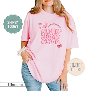 Alpha Sigma Alpha Rosy Wing Sorority T-Shirt - ASA Merch - Sorority Letters - Comfort Colors Shirt - Big Little Shirts Sorority Reveal