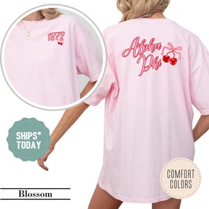 Alpha Phi Ribbon Cherries Sorority T-Shirt - APHI Sorority Shirt - Big Little Shirts Sorority Reveal - Comfort Colors Tee - Bid Day Gift