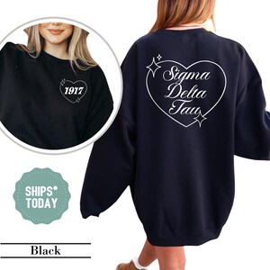 Sigma Delta Tau Faded Heart Sorority Sweatshirt - Sig Delt Sorority Hoodie - Greek Apparel - Big Little Reveal - Sorority Recruitment Gift