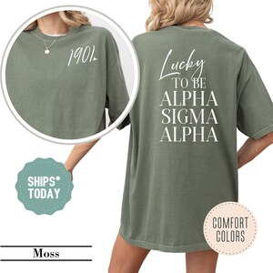 Alpha Sigma Alpha Luckiest to Be Sorority T-Shirt - ASA Greek Gifts - Big Little Sorority Merch - Custom Sorority Comfort Colors Shirt