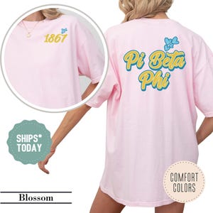 Pi Beta Phi Blossom Letters Sorority T-Shirt - Pi Phi Sorority Apparel - Sorority Gifts - Sorority Merch - Sorority Bid Day Recruitment