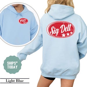 Sigma Delta Tau Crimson Flash Sorority Sweatshirt - Sig Delt Merch - Big Little Basket - Sorority Letters - Cute Sorority Hoodie