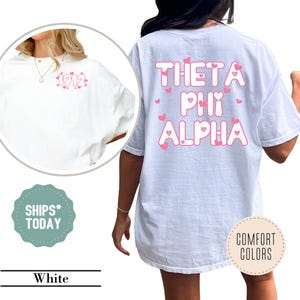 Theta Phi Alpha Heart Notes Sorority T-Shirt - Theta Phi Merch - Sorority Apparel - Greek Gifts - Big Little Shirts - Sorority Letters
