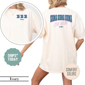 Sigma Sigma Sigma Pink Stride Sorority T-Shirt - Tri Sigma Sorority Letters - Big Little Gift - Sorority Apparel - Comfort Colors Shirt