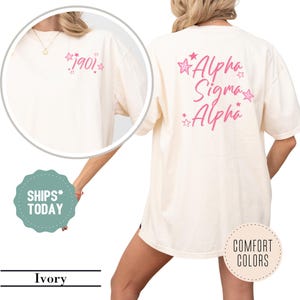 Alpha Sigma Alpha Pink Starlight Sorority T-Shirt - ASA Comfort Colors Shirt - Big Little Reveal - Sorority Letters - College Greek Shirt