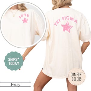 Sigma Sigma Sigma Doodle Star Sorority T-Shirt - Tri Sigma Sorority Letters - Big Little Sorority Shirt - Comfort Colors - Sorority Gifts