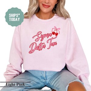 Sigma Delta Tau Cherry Knot Sorority Sweatshirt - Sig Delt Sorority Hoodie - Big Little Sorority Gifts - Greek Sweatshirt - Custom Crewneck