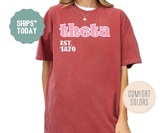 Kappa Alpha Theta Blush Notes Sorority T-Shirt - THETA Comfort Colors Shirt - Sorority Letters - Big Little Sorority Gift - Sorority Apparel