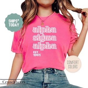 Alpha Sigma Alpha Blush Notes Sorority T-Shirt - ASA Comfort Colors Shirt - Sorority Letters - Big Little Sorority Gift - Sorority Apparel