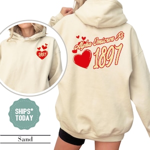 Alpha Omicron Pi Popping Heart Sorority Sweatshirt - Alpha O Merch - Alpha Omicron Pi Crewneck Sweatshirt - Sorority Gifts - Greek Apparel