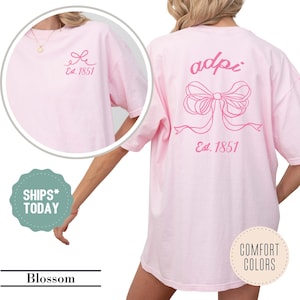 Alpha Delta Pi Pink Ribbon Sorority T-Shirt - ADPi Merch - Comfort Colors Tee - Big Little Shirts - Sorority Gift - Shirt For Rush
