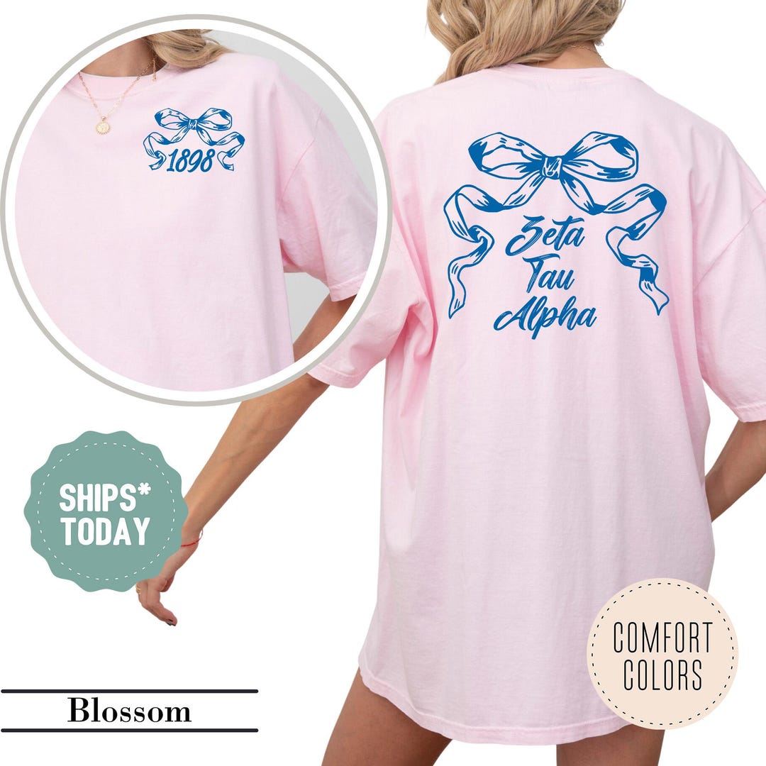 Zeta Tau Alpha Shirts, Blue Ribbon Sorority T-shirt, ZETA Greek Apparel ...