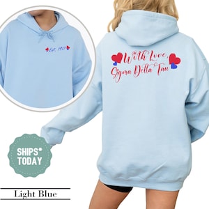 Sigma Delta Tau Bliss Heart Sorority Sweatshirt - Sig Delt Merch - Sorority Apparel - Big Little Reveal - Trendy Sorority Hoodie