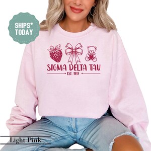 Sigma Delta Tau Berries and Heart Sorority Sweatshirt - Sig Delt Sorority Hoodie - Sorority Apparel - Big Little Gift - Crewneck Sweatshirt