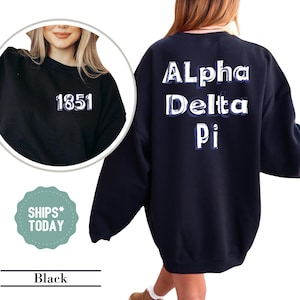 Alpha Delta Pi Sweatshirt, Blue Glow Sorority Gifts, ADPI Crewneck