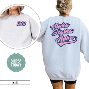 Alpha Sigma Alpha Retro Script Sorority Sweatshirt -  Merch - Sorority Letters - Big Little Basket - Trendy Sorority Crewneck - Greek Gift
