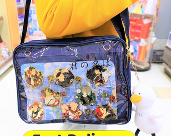 Multi-Color Ita Bag Crossbody with Insert, Anime Ita Bag, ita messenger bag, Window Bag, Pin Display Bag, Pin Purse, Itabag.