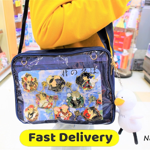 Multi-Color Ita Bag Crossbody with Insert, Anime Ita Bag, ita messenger bag, Window Bag, Pin Display Bag, Pin Purse, Itabag.