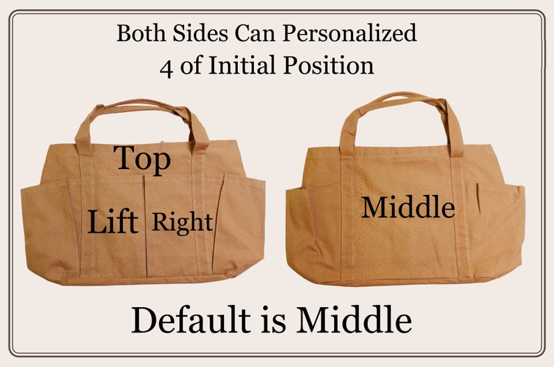 Personalized Extra large Canvas Tote Bag, Work and Travel Computer Bag, Large Shopping Bag with Zipper and Pockets Brown