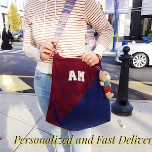 Grand sac personnalisé en velours côtelé, sac fourre-tout avec fermeture à glissière, plusieurs poches, robuste et léger