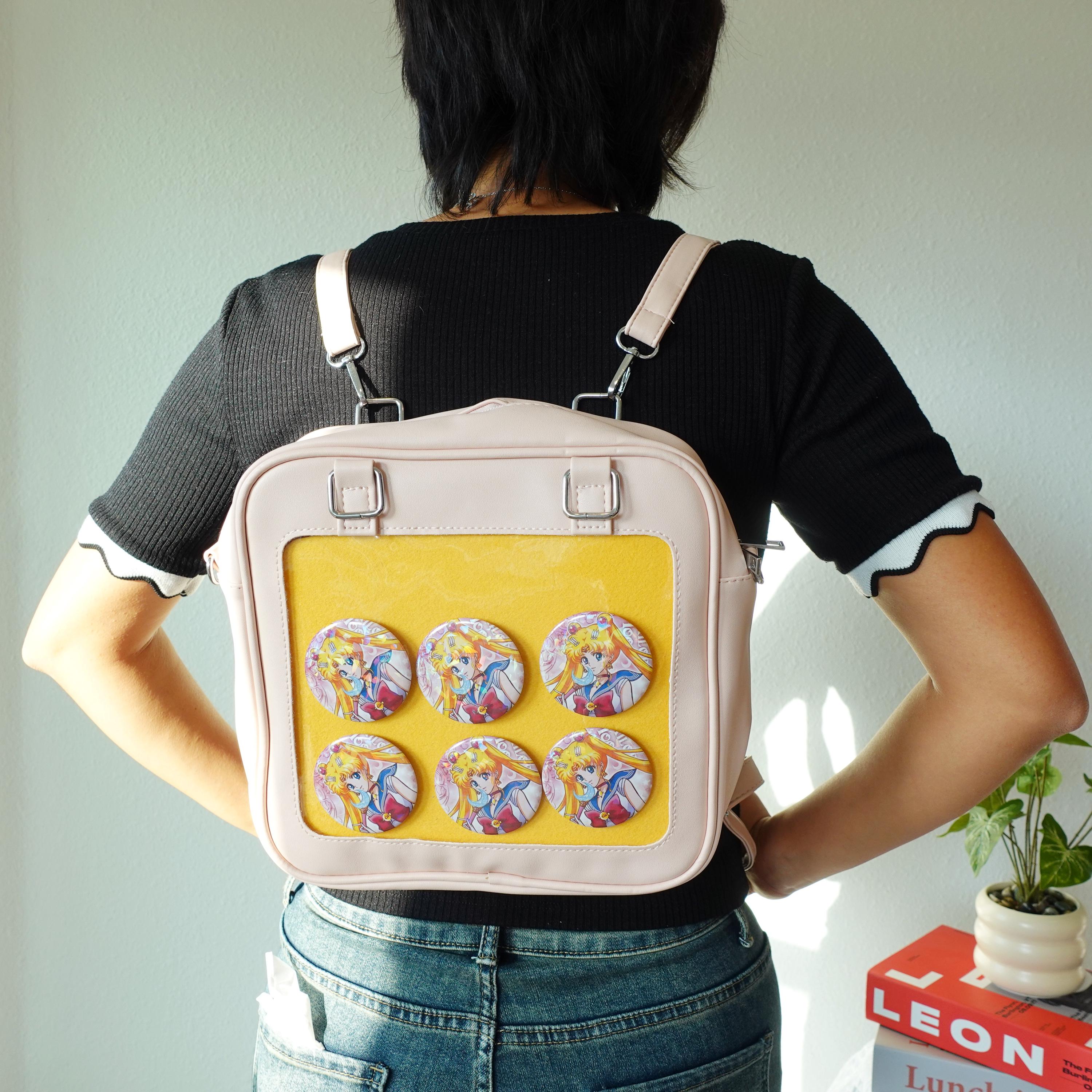 Ita Bag Crossbody Backpack with Display Window, Convertible 3-Way Wear for Pins Ita Bag Backpack: 3-way Convertible Pin Display Bag With  main image 2