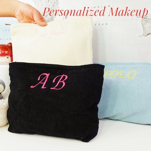 Borse per il trucco multicolore con ricamo personalizzato, organizer per il trucco, borse per articoli da toeletta, astuccio con cerniera in velluto, regalo per damigella d'onore, piccola borsa