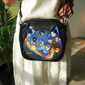 Cat Ita Bag with Patterned Insert, 3 Carries Style Crossbody, Backpack, Handbag, Pattern created with AI tools.