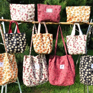 Personalisierte Stickerei Blumen Cord Einkaufstasche, Lunch Bag und Make-up Tasche, Kosmetiktasche, niedliche Einkaufstasche, Courdory Tote, Toilettenartikel.
