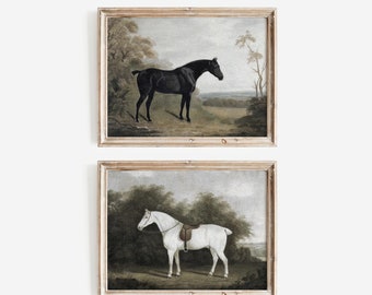 Vintage Horse Landscape Art Prints: Equestrian Gallery Wall Set (Digital Download)