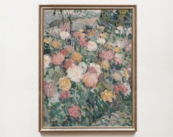 Vintage Spring Floral Landscape Painting | Antique Meadow Wall Art | Green Landscape | Country Farmhouse | PRINTABLE