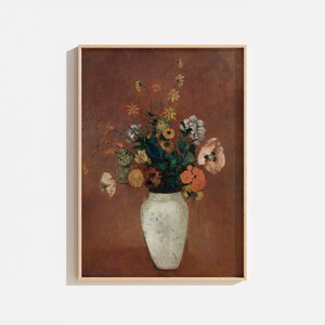Vintage Floral Still Life Painting: Warm Autumn Colors (Printable Art)