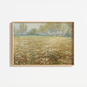 Vintage Wildflower Field Painting: Antique Landscape Art (Digital Download)