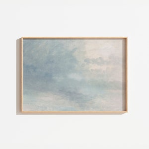 Vintage Cloud Painting | Muted Blue Sky Watercolor Wall art | PRINTABLE | Abstract Watercolor | Neutral Landscape Antique Print