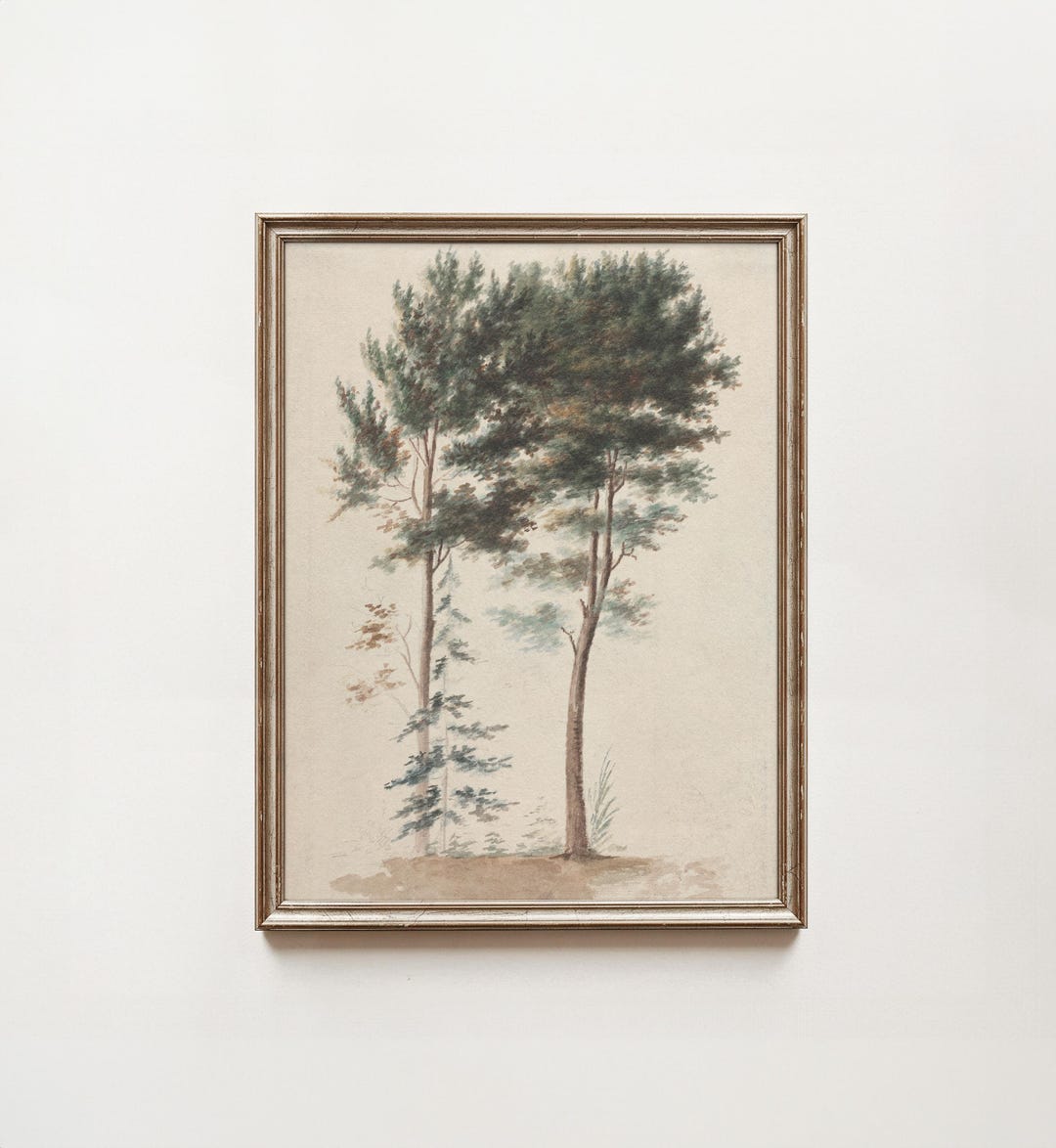 Vintage Tree Drawing: Rustic Landscape Art (digital Download) - Etsy