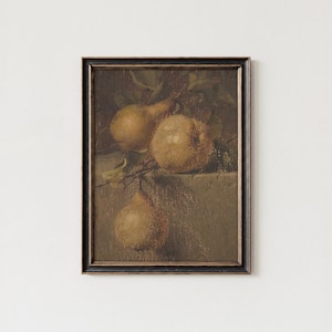 Vintage Pear Still Life Painting: French Farmhouse Kitchen Art (Digital Download)