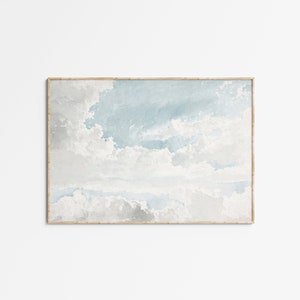 Vintage Cloud Painting Neutral Landscape Antique Print Neutral Sky Watercolor Painting PRINTABLE Art image 1