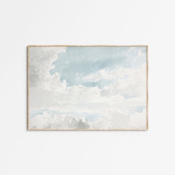 Vintage Cloud Painting | Neutral Landscape Antique Print | Neutral Sky Watercolor Painting | PRINTABLE Art