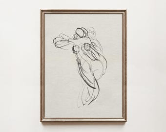 Vintage Figure Sketch Art Print: Abstract Line Drawing (Digital Download)