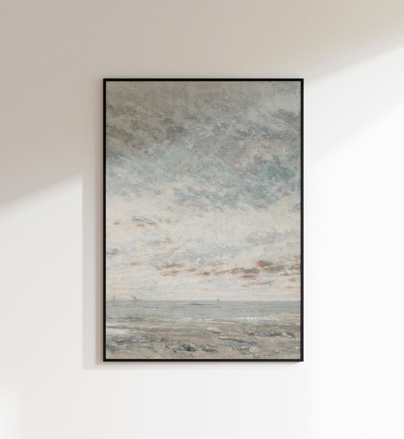 Vintage Muted Coastal Oil Painting Coastal Beach Landscape Painting Seaside Painting Printable Digital Art image 10