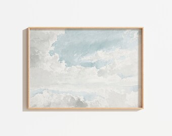 Vintage Cloud Painting: Neutral Sky Antique Art (Printable)