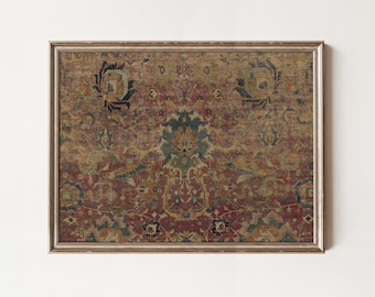 Vintage Rug Tapestry Print: Dark Victorian Textile Wall Art (Digital Printable)