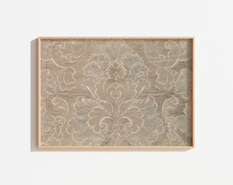Vintage Tapestry Print: Neutral Antique Textile Wall Art (Digital Printable)