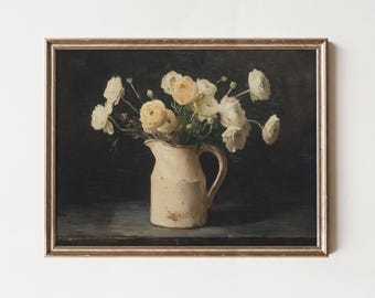 Vintage Moody Floral Still Life Print (Digital Download)