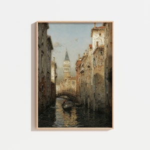 Vintage Venice Canal Painting: Moody Italian Cityscape Art (Digital Download)