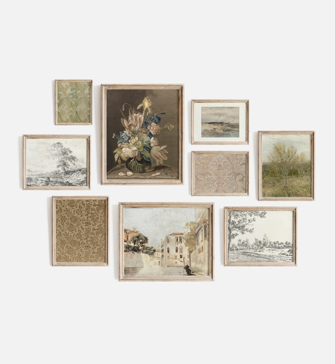 Vintage Gallery Wall Set of 9 | Antique Wall Art | Printable Digital ...