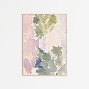 Soft Pastel Vintage Abstract Watercolor Painting | Pink and Green Tones | Printable Downloadable Art