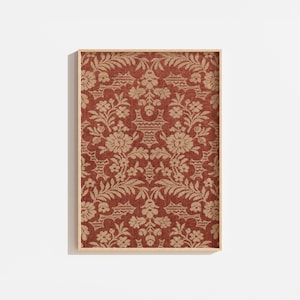 Antique Textile Wall Art | Vintage Floral Tapestry | Autumn Fall Tones | Printable Digital Art